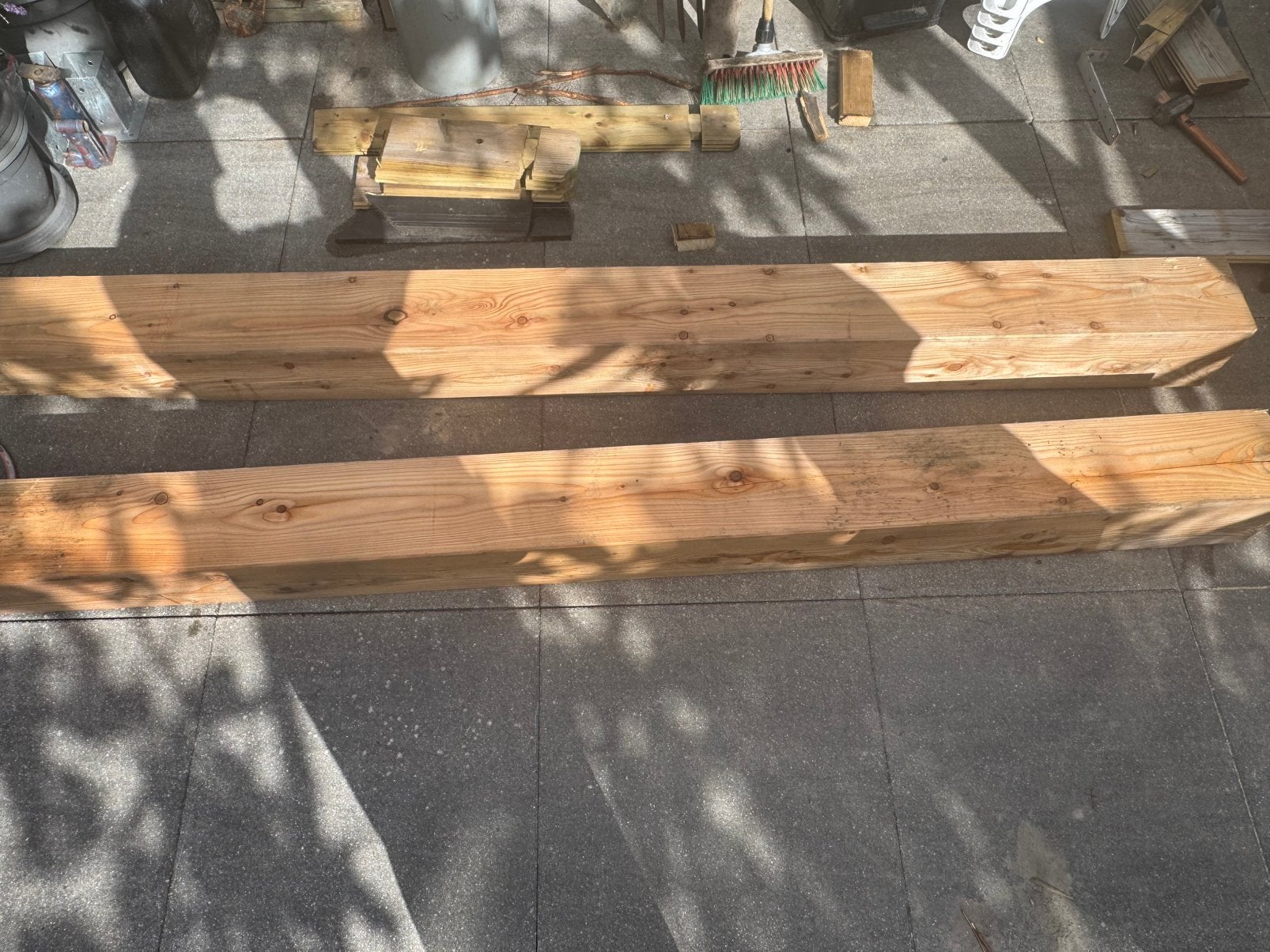 2 Houten Palen, Doe-het-zelf en Verbouw, Hout en Planken, Minder dan 25 mm, Eiken, Nieuw, Ophalen of Verzenden