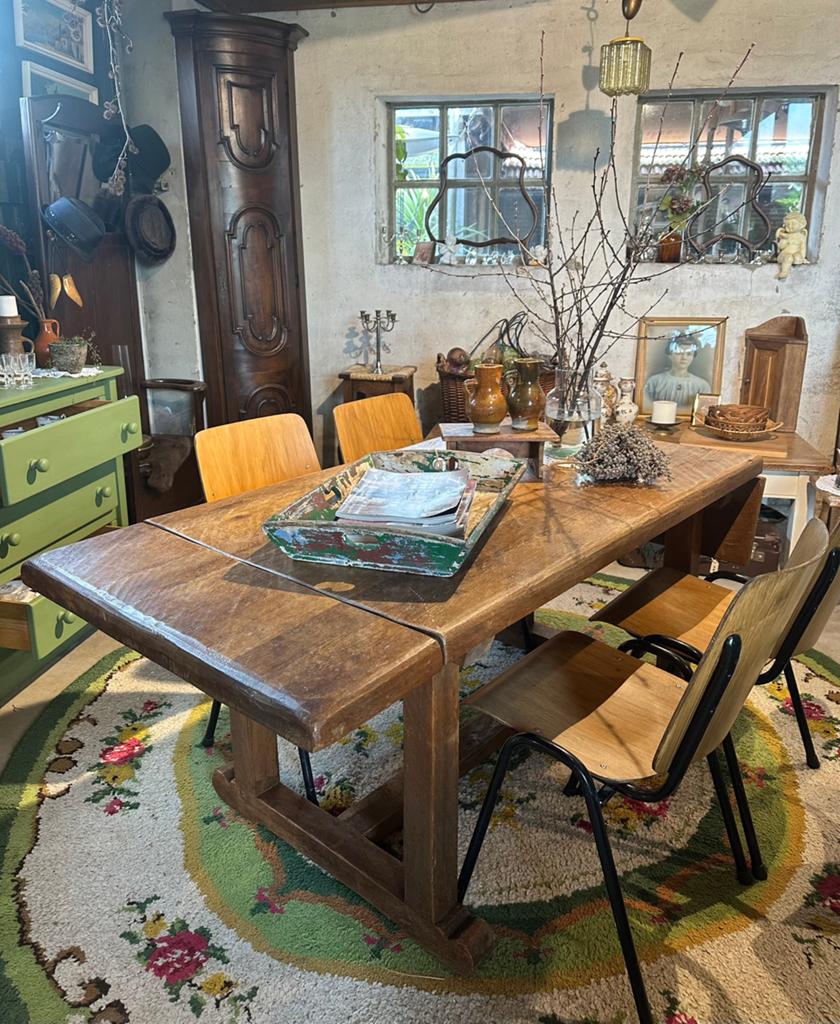 Landelijke tafel - eettafel - eikenhout - stoer, Ophalen, 100 tot 150 cm, Eikenhout, 50 tot 100 cm