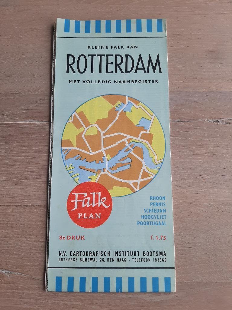 mooie oude plattegrond Rotterdam Falkplan, 1965, 8e druk, Boeken, Atlassen en Landkaarten, Verzenden, Falkplan, 1800 tot 2000