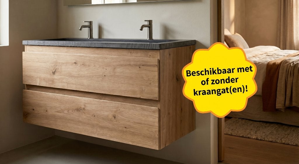 Actie-set badmeubelset 120 cm met écht hardstenen wastafel, Ophalen, 100 tot 150 cm, Nieuw, Minder dan 100 cm