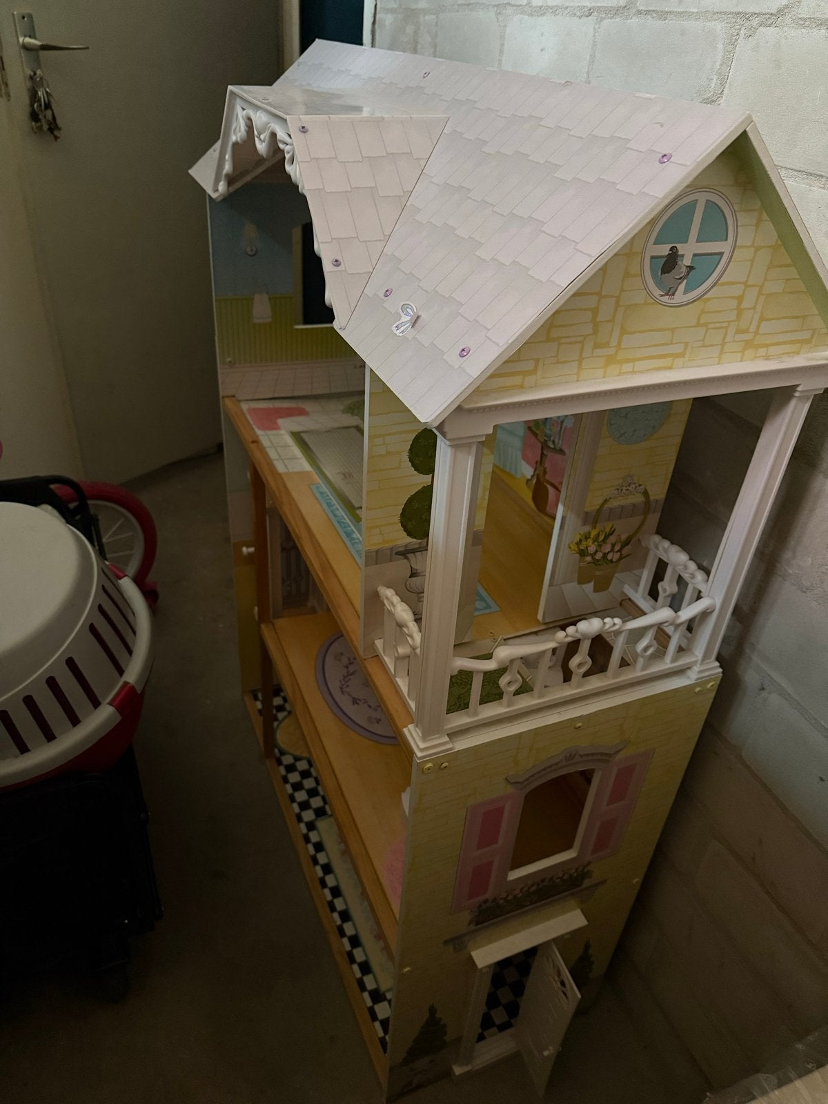 Groot Houten Poppenhuis met Meubels - 125x90x34 cm, Ophalen, Gebruikt, Poppenhuis