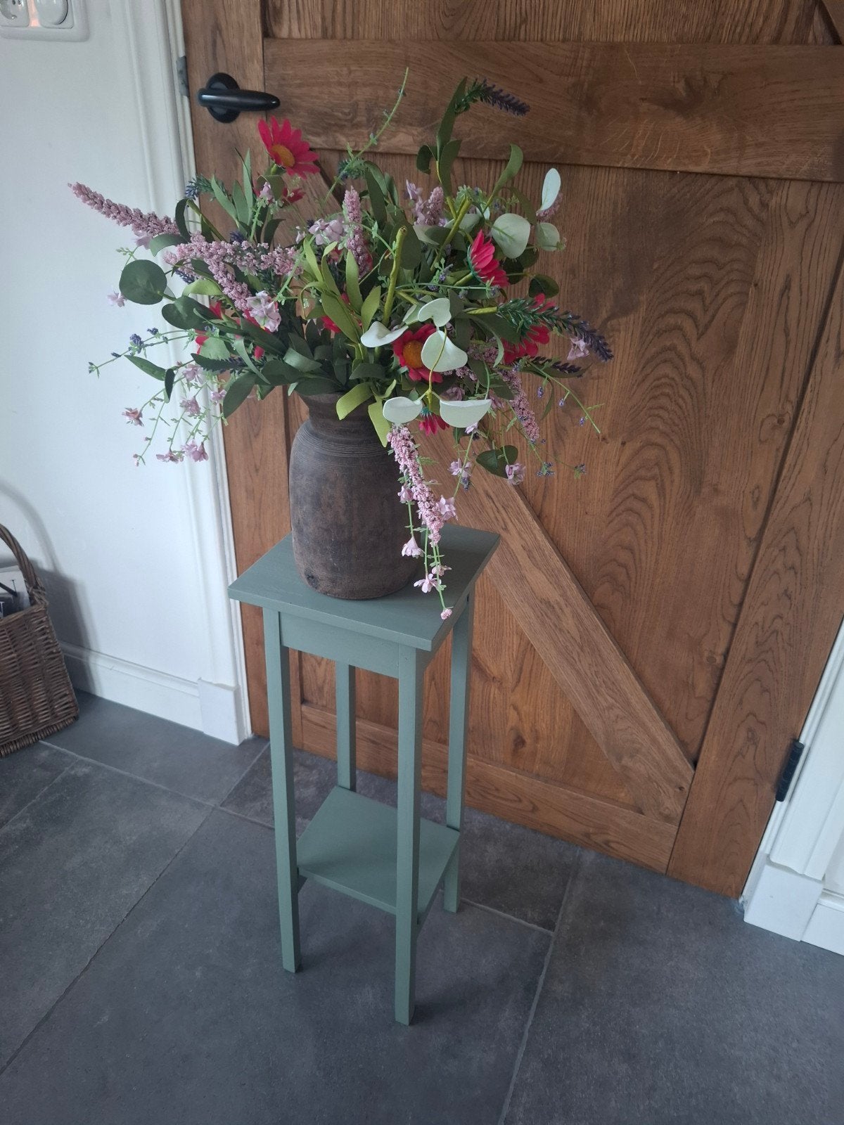 Decoratieve plantentafel/bijzettafel, groen, Huis en Inrichting, Ophalen, Groen, Hout, Gebruikt