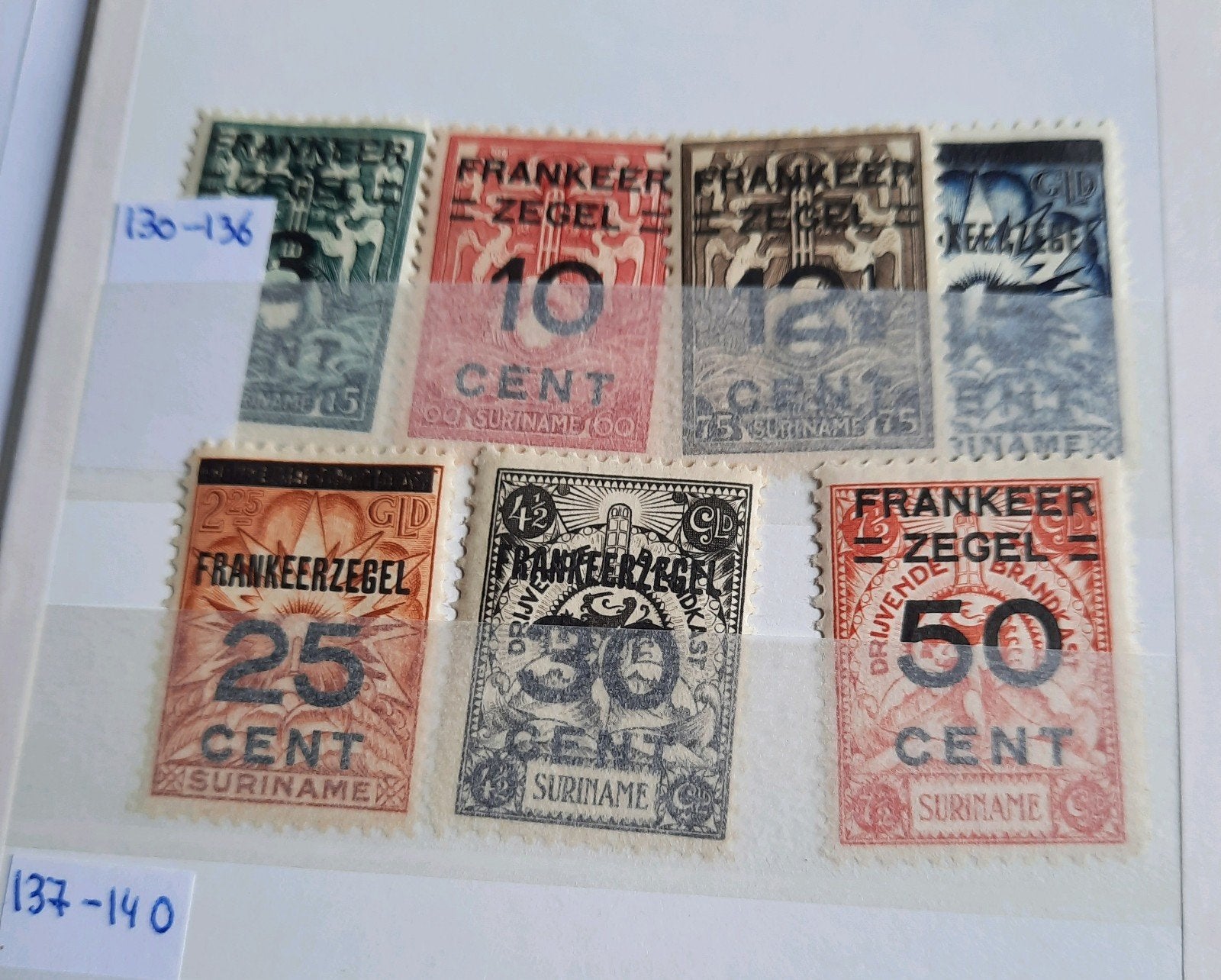 Suriname postfris brandkast zegels 130/136, Postzegels en Munten, Verzenden, Postfris