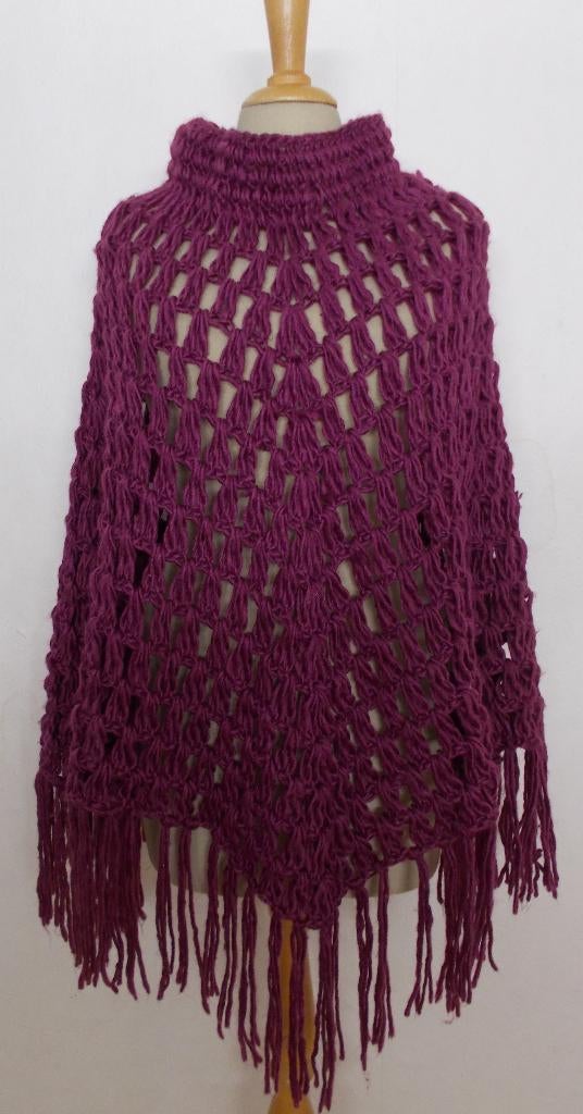 Aparte paarse poncho, Verzenden, Zo goed als nieuw, Maat 42/44 (L), Paars