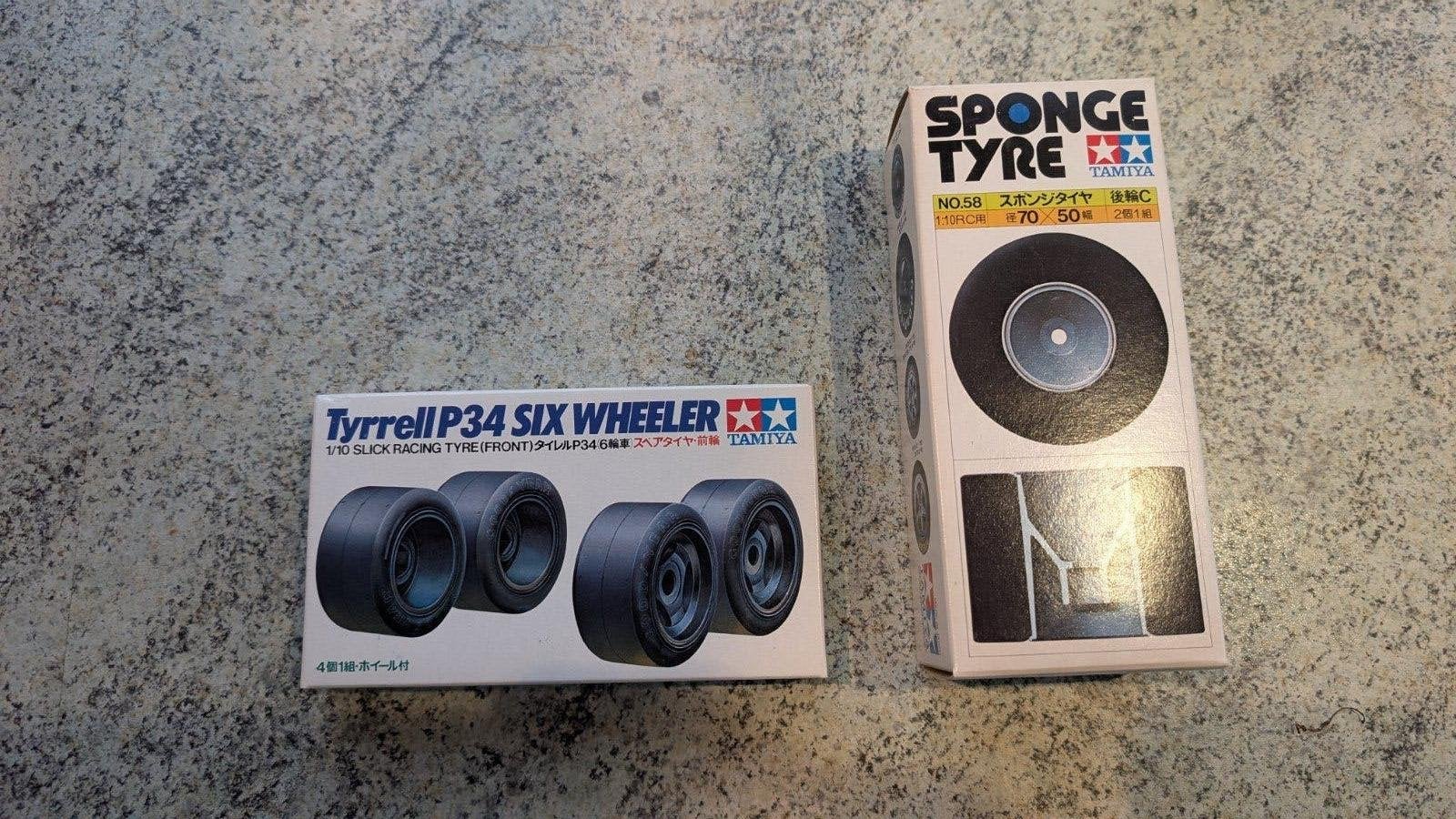 Tamiya Tyrrell P34 Six Wheeler Tyres wielset VINTAGE, Elektro, Nieuw, Ophalen of Verzenden, Onderdeel