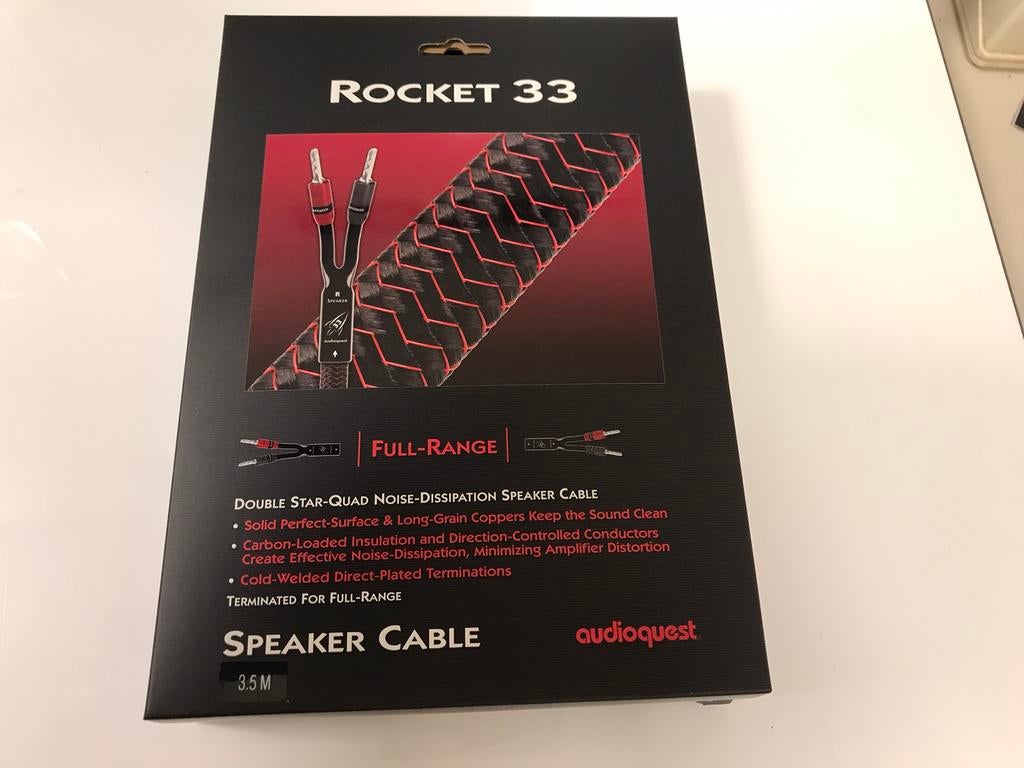 Audioquest Rocket 33 Nieuw in doos 2 x 3,5 meter banaan., Ophalen, Nieuw, 2 tot 5 meter, Luidsprekerkabel