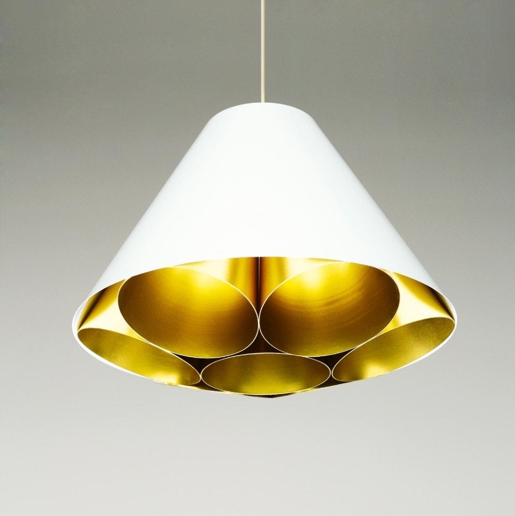 Mooie moderne hanglamp Dark at Night metaal wit / goud, Ophalen of Verzenden, Zo goed als nieuw, Metaal