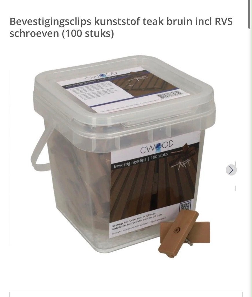 C- wood bevestigingsclips vlonder inclusief schroeven, Ophalen, Nieuw, Kunststof