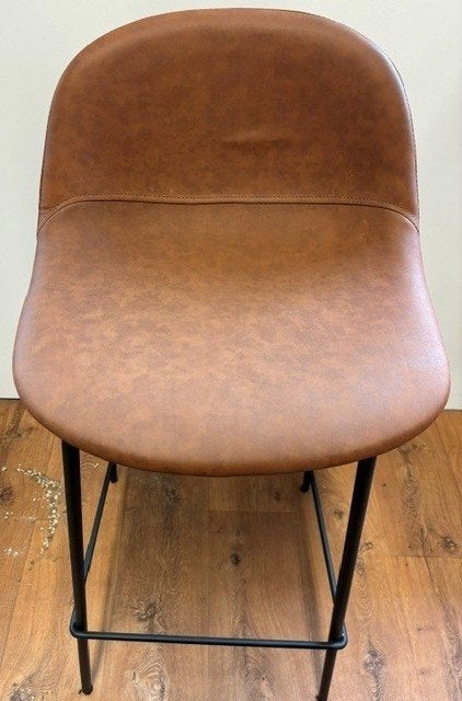 Cognac bruine barkruk – industriële stijl, Huis en Inrichting, 60 tot 90 cm, Ophalen of Verzenden, Zo goed als nieuw, Leer