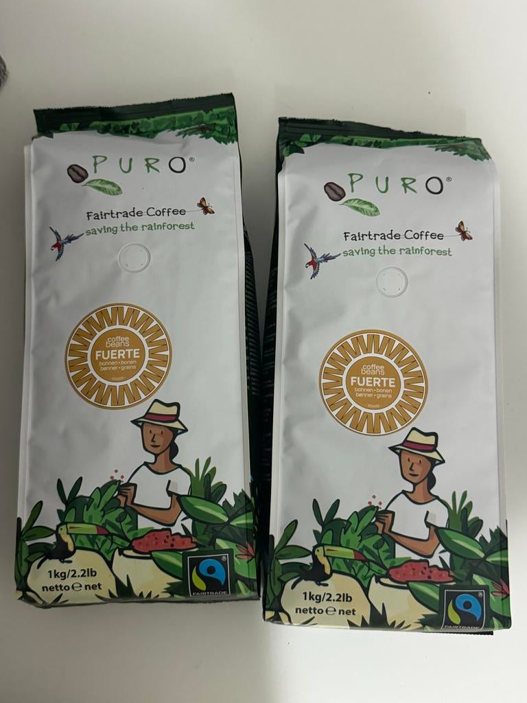 Puro Fuerte Koffiebonen – 2 zakken (1 kg per zak), Ophalen of Verzenden
