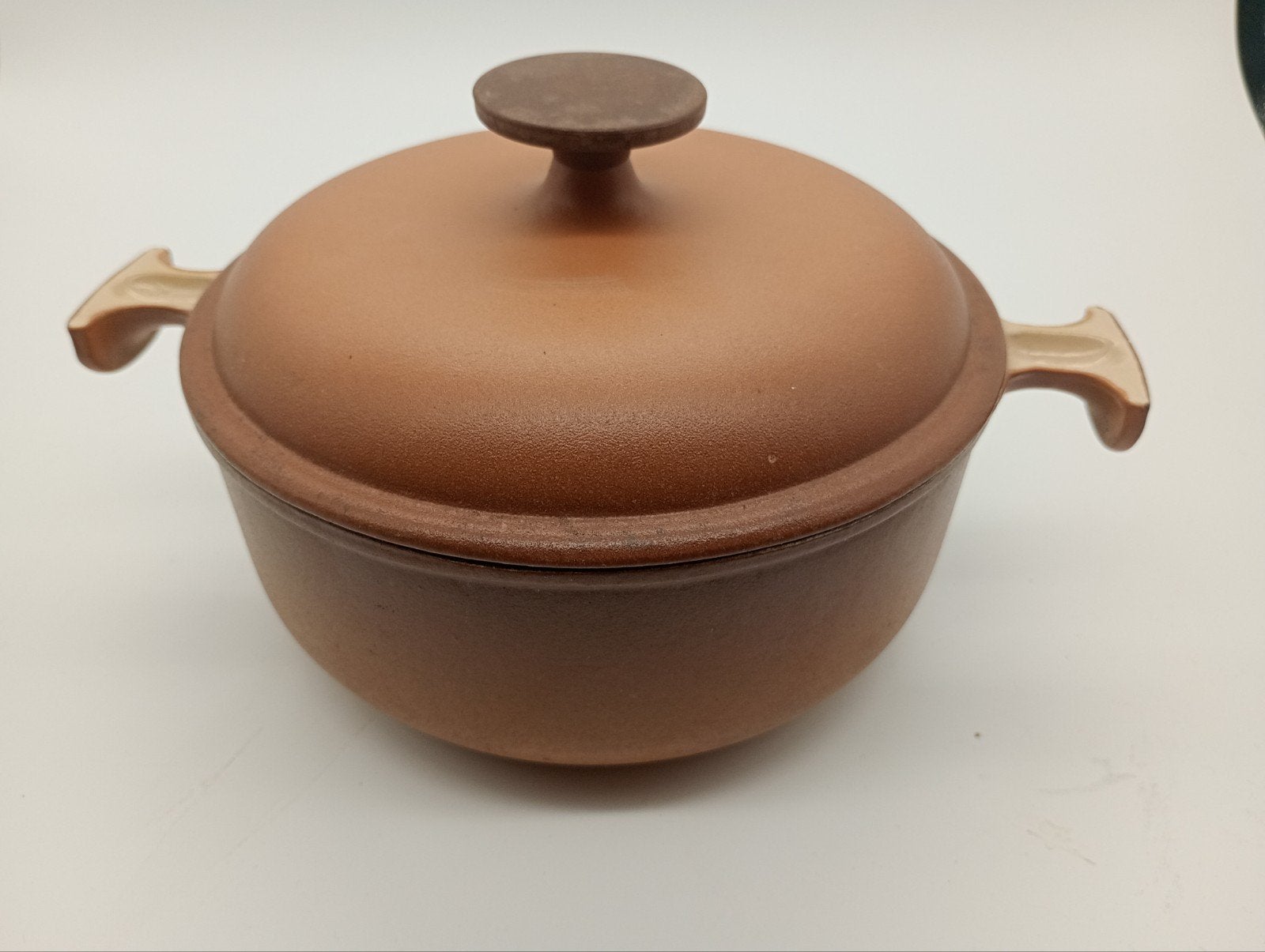 Vintage Le Creuset aardewerk pan - bruin - nr. 17, Ophalen of Verzenden