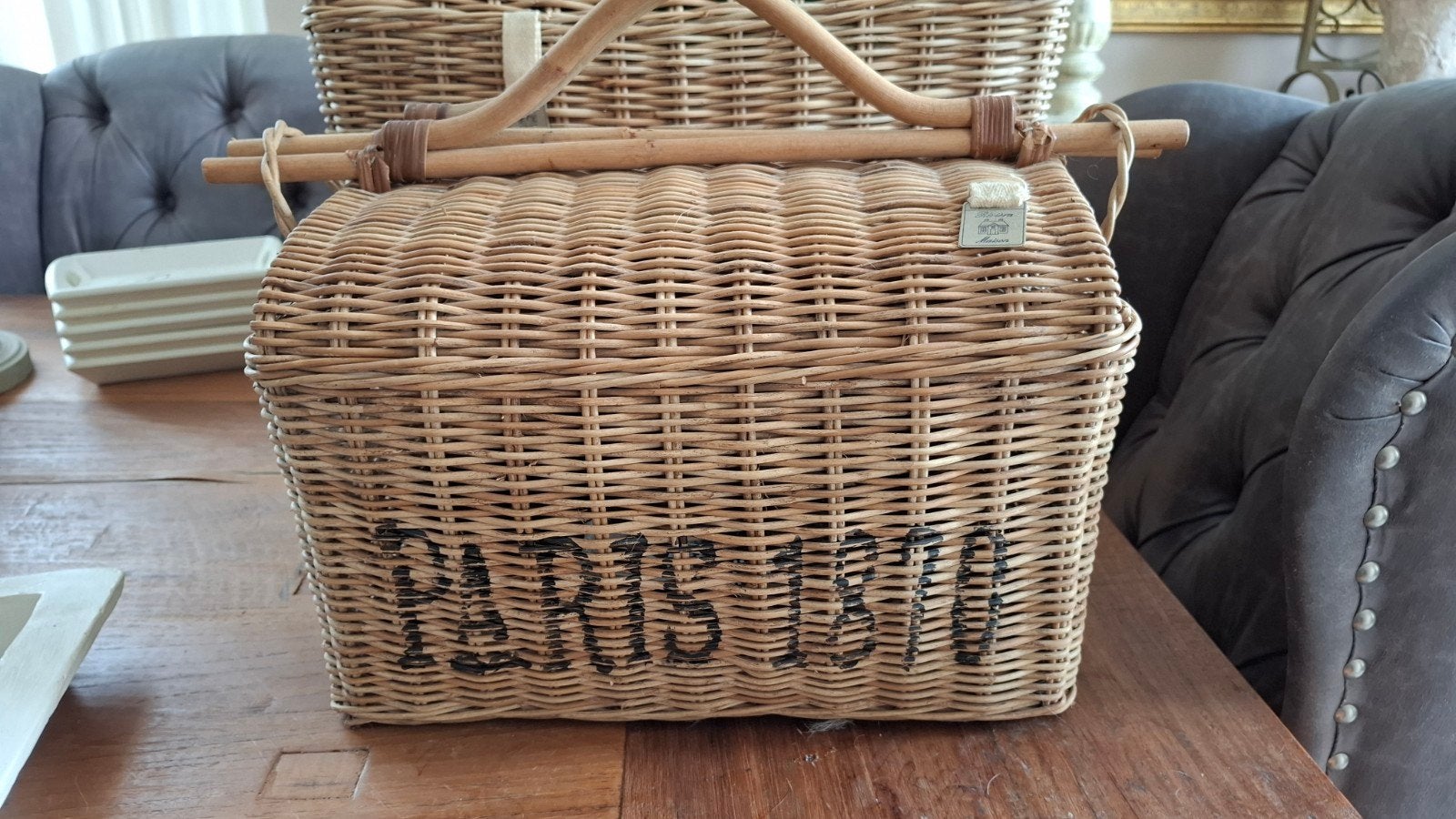 Riviera Maison rattan mand 'Paris 1870', Ophalen, Gebruikt, Rond, Riet