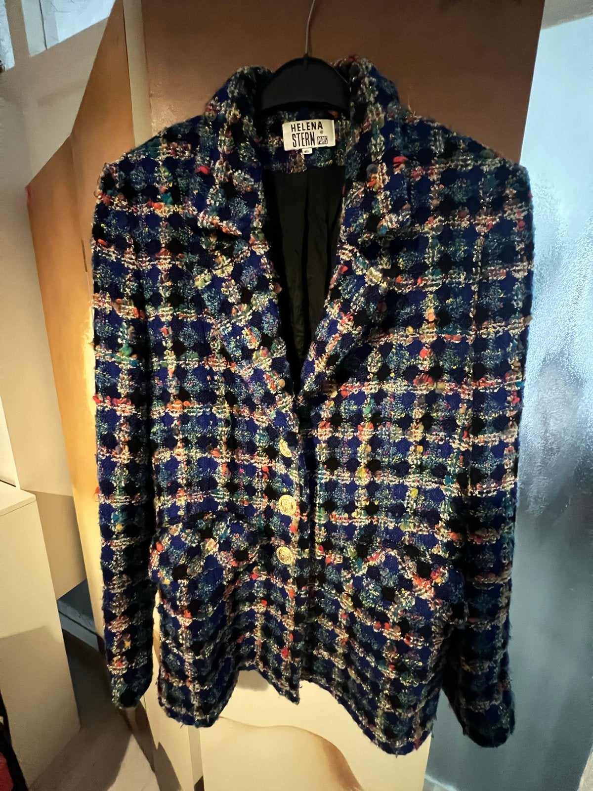 Helena Stern Paris Tweed Jasje Maat 40, Maat 38/40 (M), Blauw, Ophalen of Verzenden, Zo goed als nieuw
