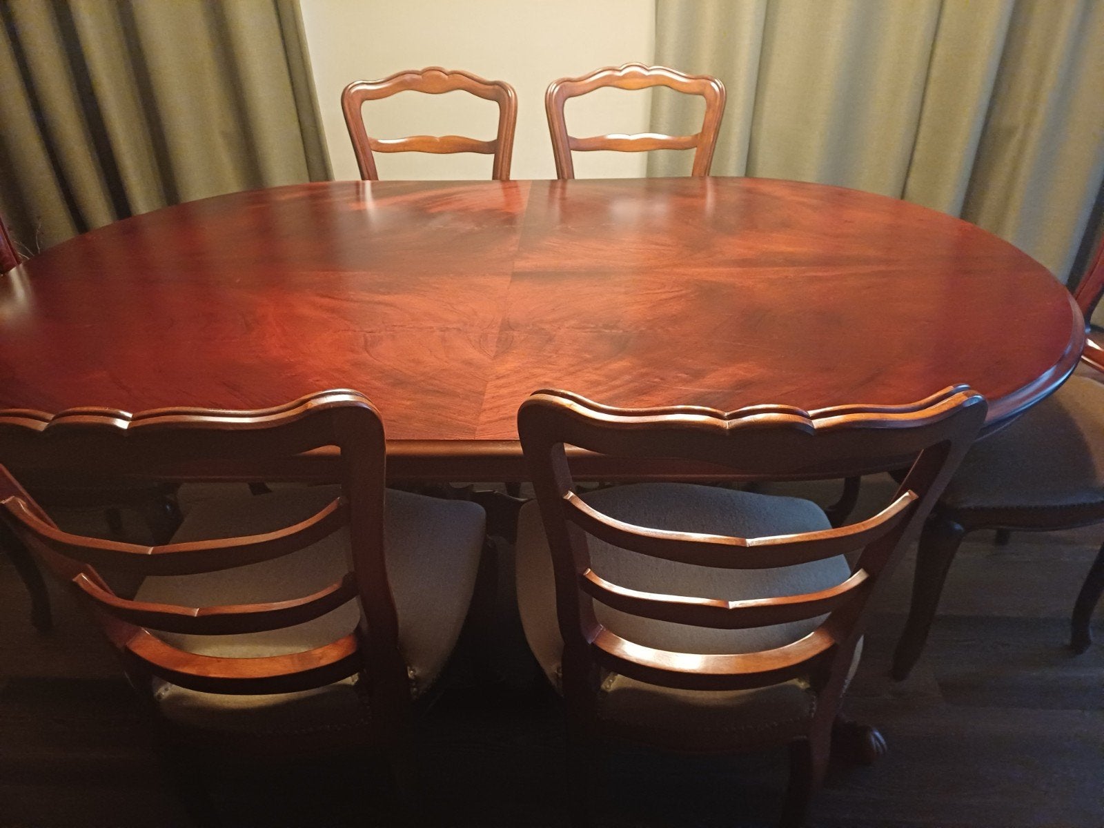kersenhouten eettafel met stoelen, Ophalen, 4 tot 6 stoelen