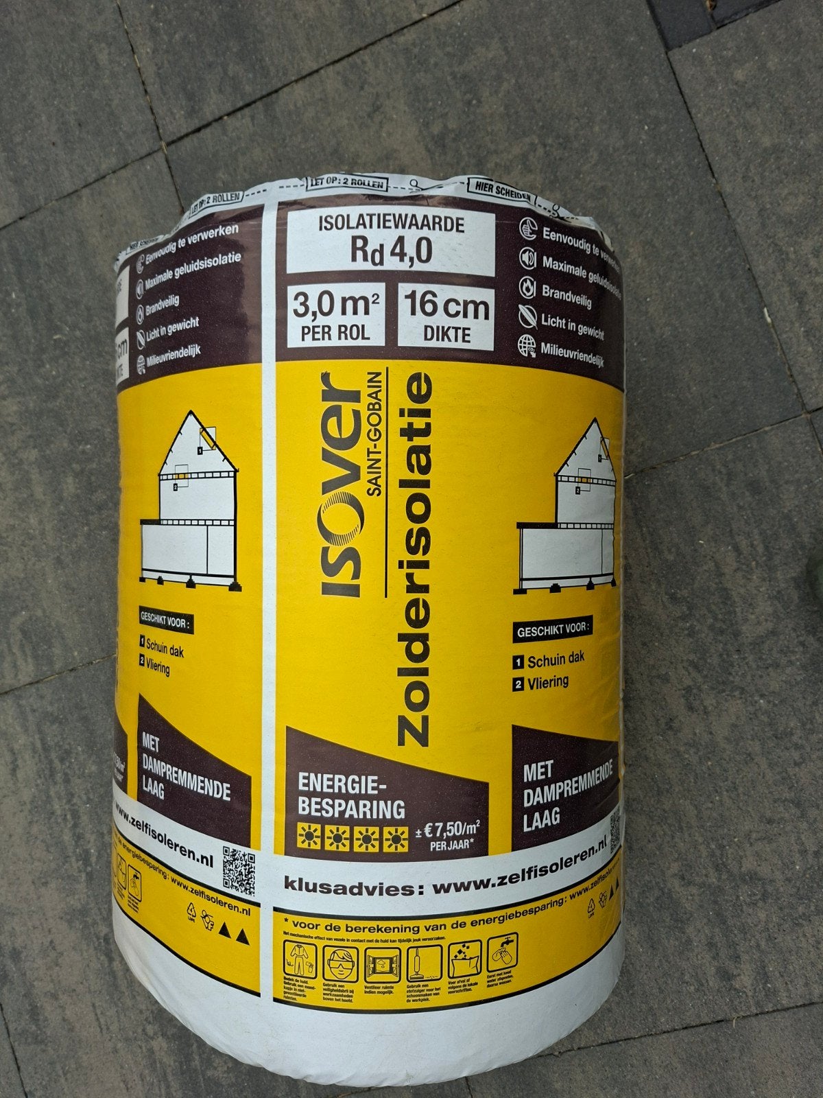 Nieuwe rol Isover zolderisolatie 16 cm – Rd 4,0 – 3 m², Overige materialen, Nieuw, 15 m² of meer, Ophalen
