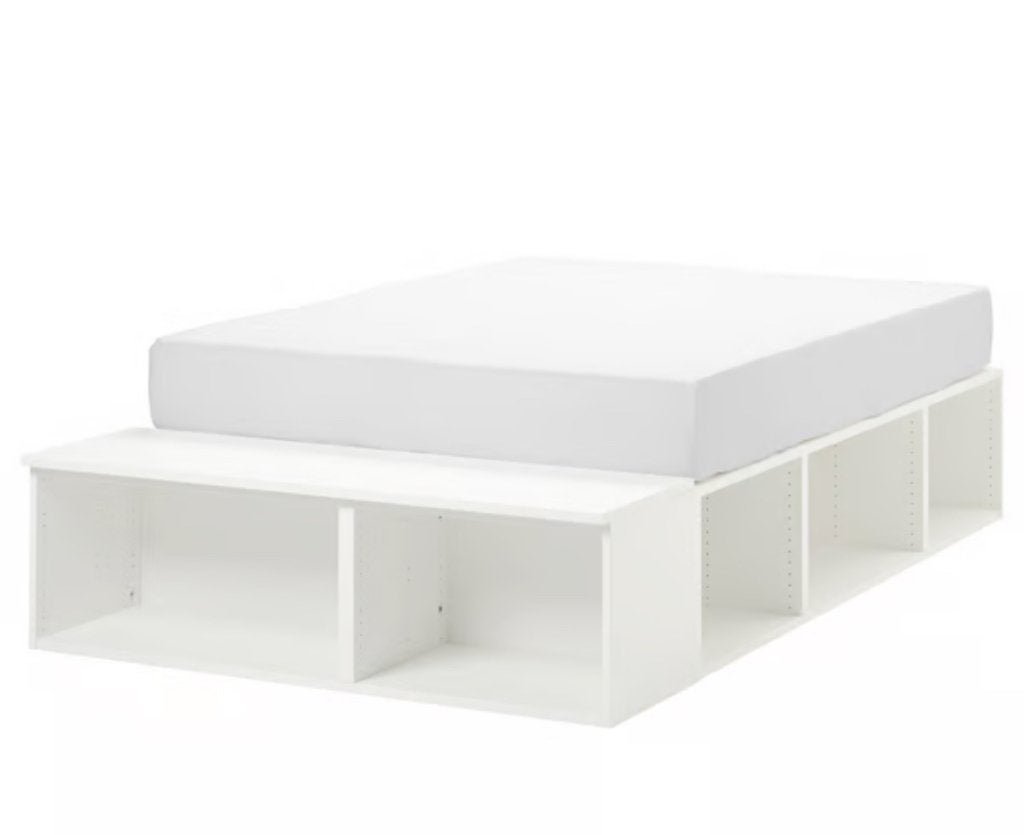 IKEA bed platsa met matras, Ophalen, Gebruikt, Wit, 140 cm