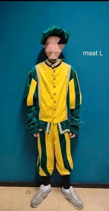 Volwassen pieten pak - L (geel/groen), Verzenden, Zo goed als nieuw