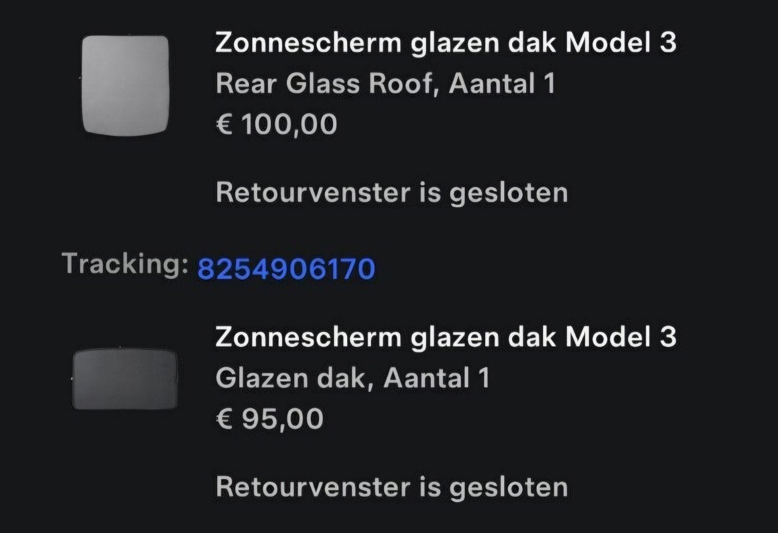 Tesla model 3 zonneschermen vanaf 2021, Ophalen, Zo goed als nieuw