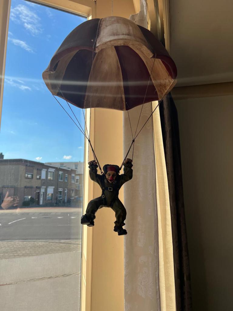 Parachute springende clown - decorarief om op te hangen, Ophalen, Zo goed als nieuw, Vintage