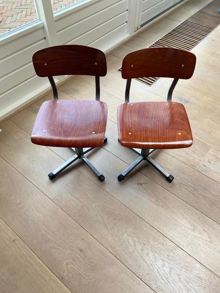 Set van 2 Vintage Bureaustoelen - Hout & Metaal, Ophalen