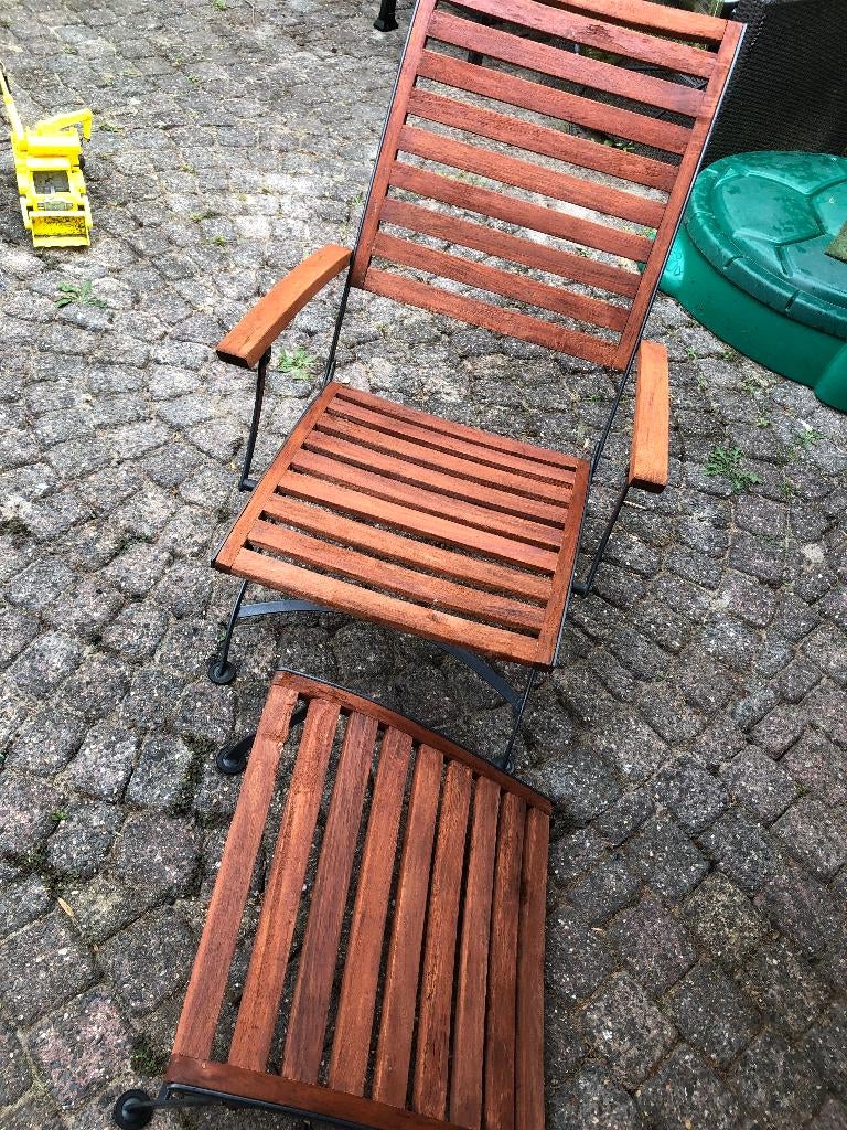 Franse bistro ligstoel, Ophalen, Gebruikt, Metaal, Verstelbaar
