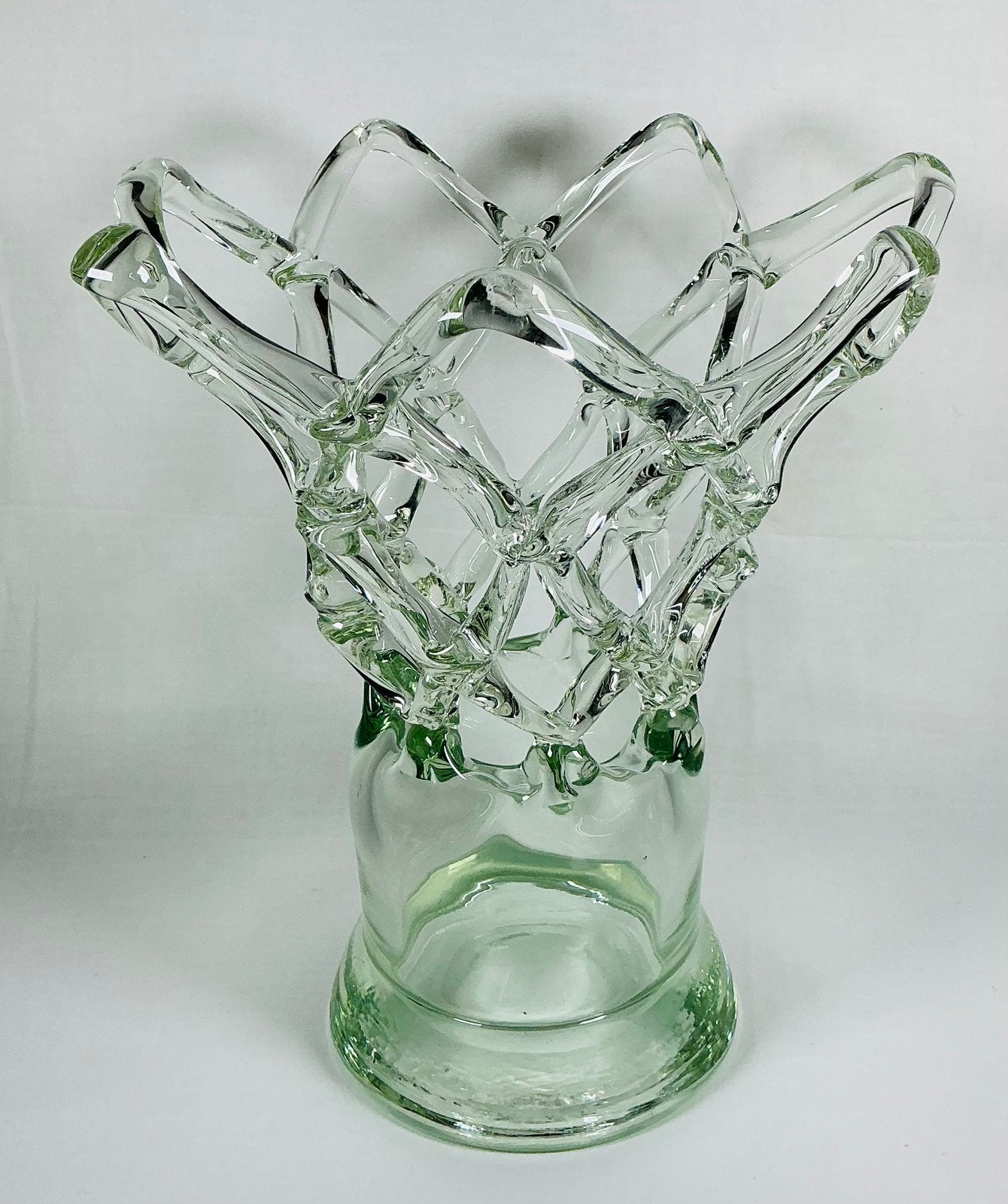 Vintage design glazen kroonvaas web structuur Italie, Verzenden