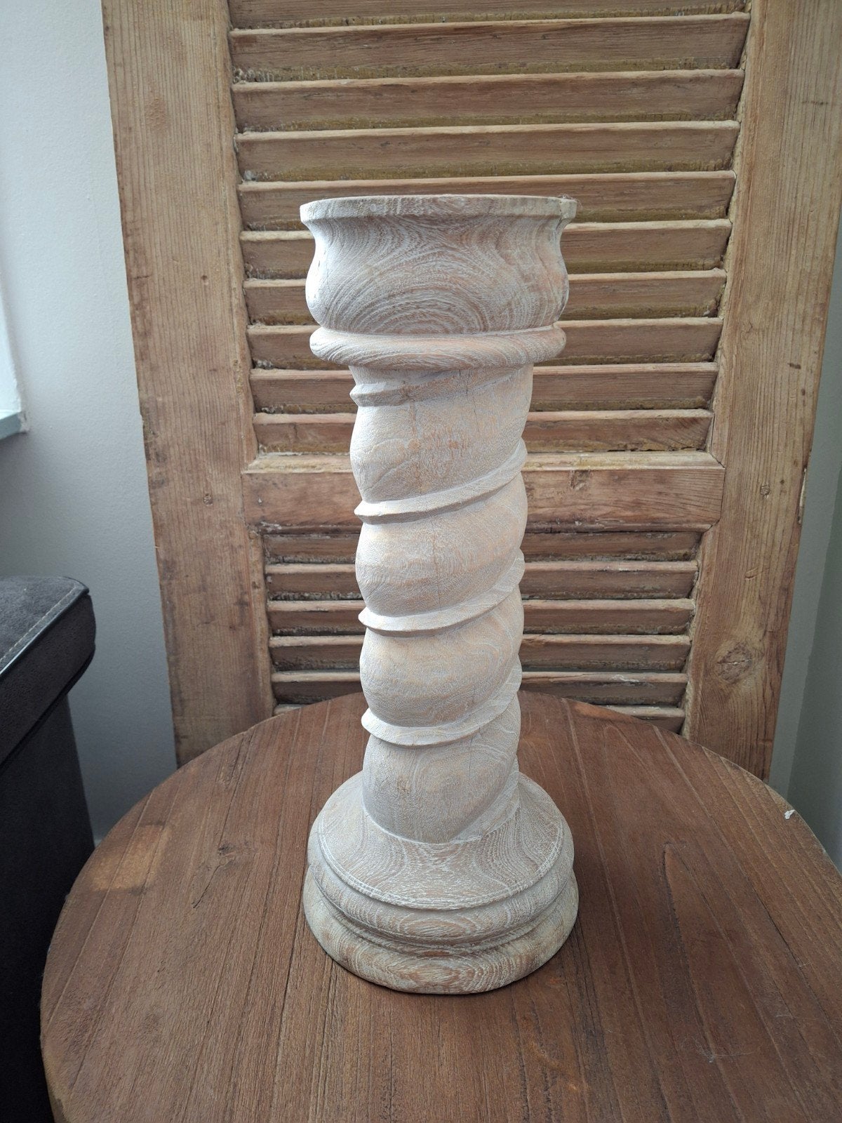 Decoratieve houten kandelaar - Rustieke stijl, Ophalen, Gebruikt, Kandelaar, Hout