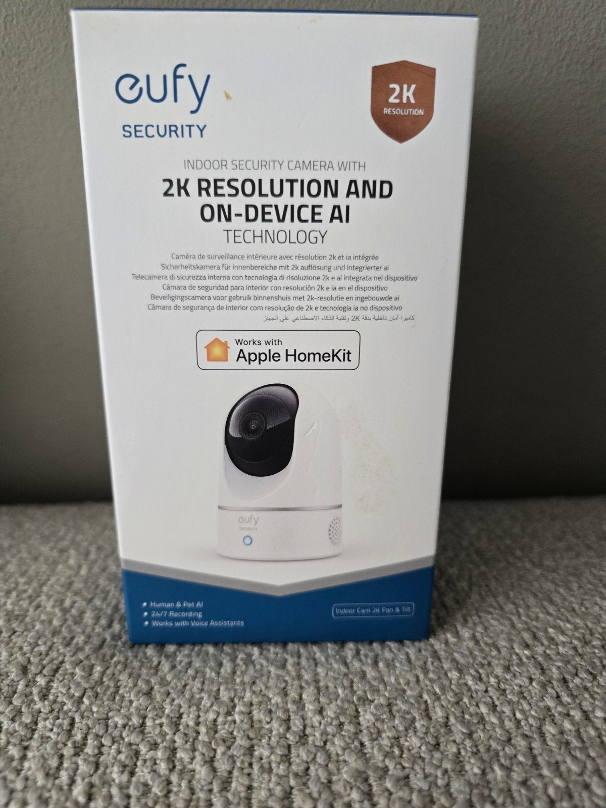 Eufy Indoor Beveiligingscamera 2K met AI T8410322, Audio, Tv en Foto, Ophalen of Verzenden, Zo goed als nieuw, Binnencamera