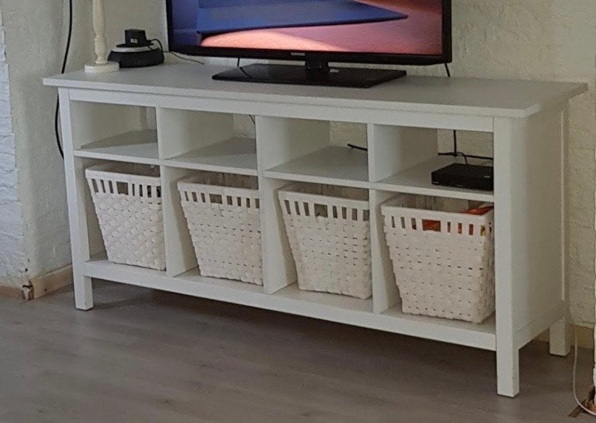 Witte TV-meubel met opbergvakken - Lichte lakschade, Ophalen, Gebruikt, 150 tot 200 cm, Minder dan 100 cm