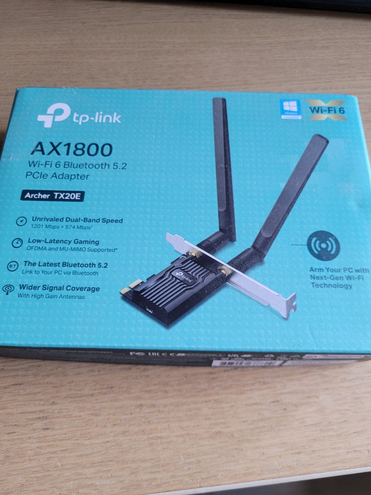 TP-Link AX1800 Wi-Fi 6 Bluetooth 5.2 PCIe Adapter, Computers en Software, Netwerkkaarten, Zo goed als nieuw, Intern, Ophalen of Verzenden