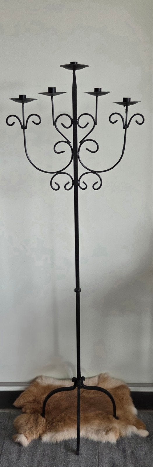 Sierlijke smeedijzeren vloerkandelaar 5-arms 153 cm, Ophalen