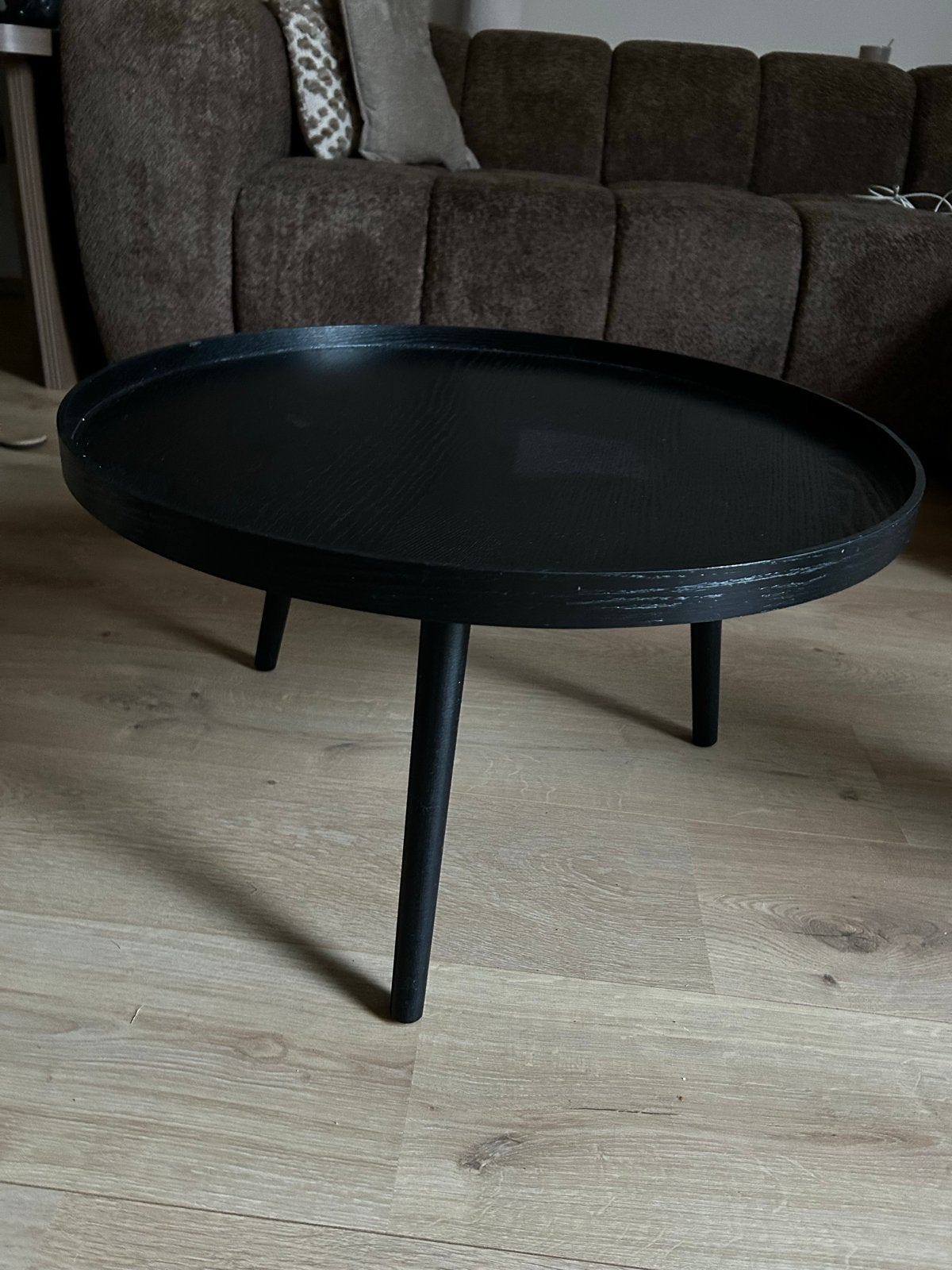 Zwarte ronde salontafel/bijzettafel Woood, Ophalen, Minder dan 50 cm, Gebruikt, 50 tot 100 cm