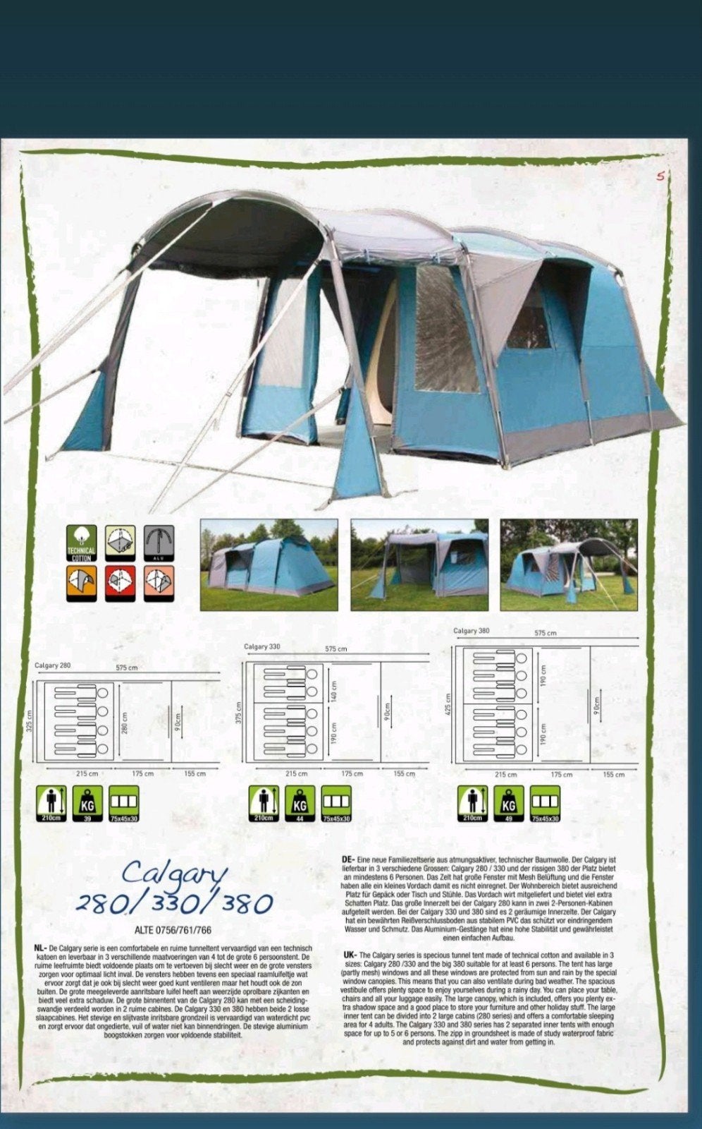 Active Leisure Calgary 380 tunneltent met keukenblok, Ophalen of Verzenden, Zo goed als nieuw, Tot en met 4