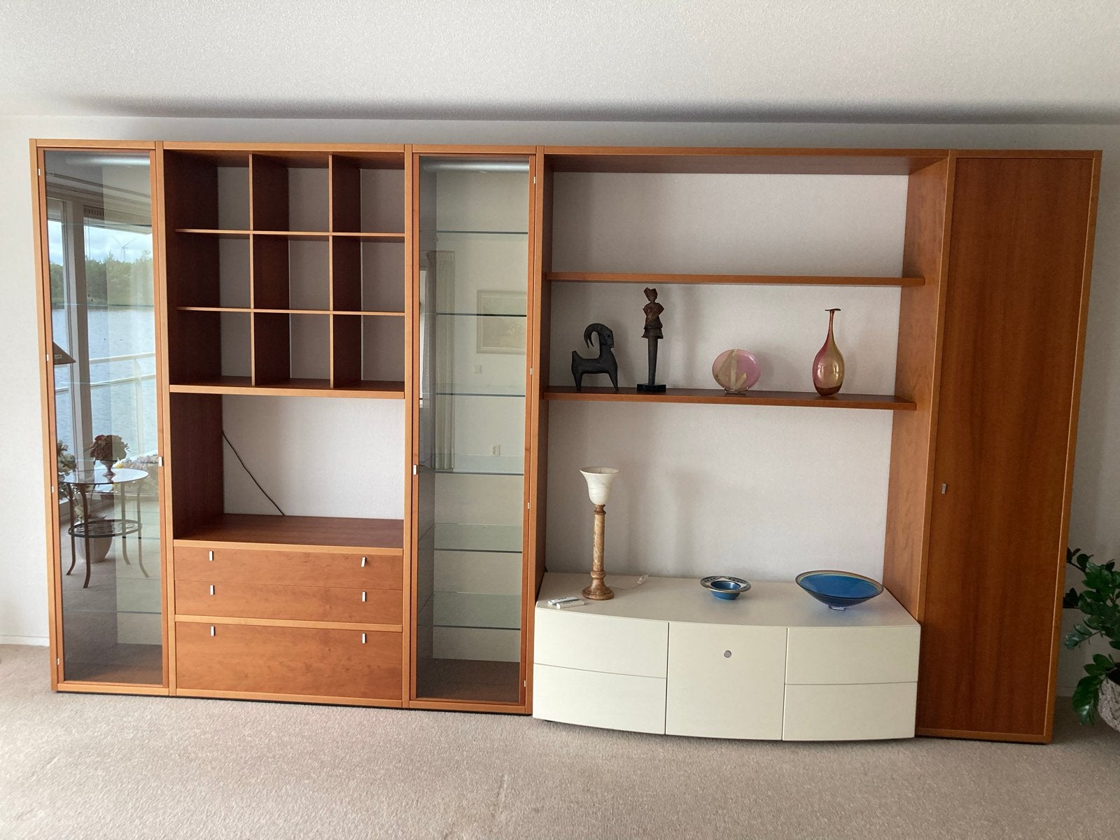 Luxe Design Wandkast met Vitrines – Complete Woonwand, Ophalen, Gebruikt, 200 cm of meer, 200 cm of meer