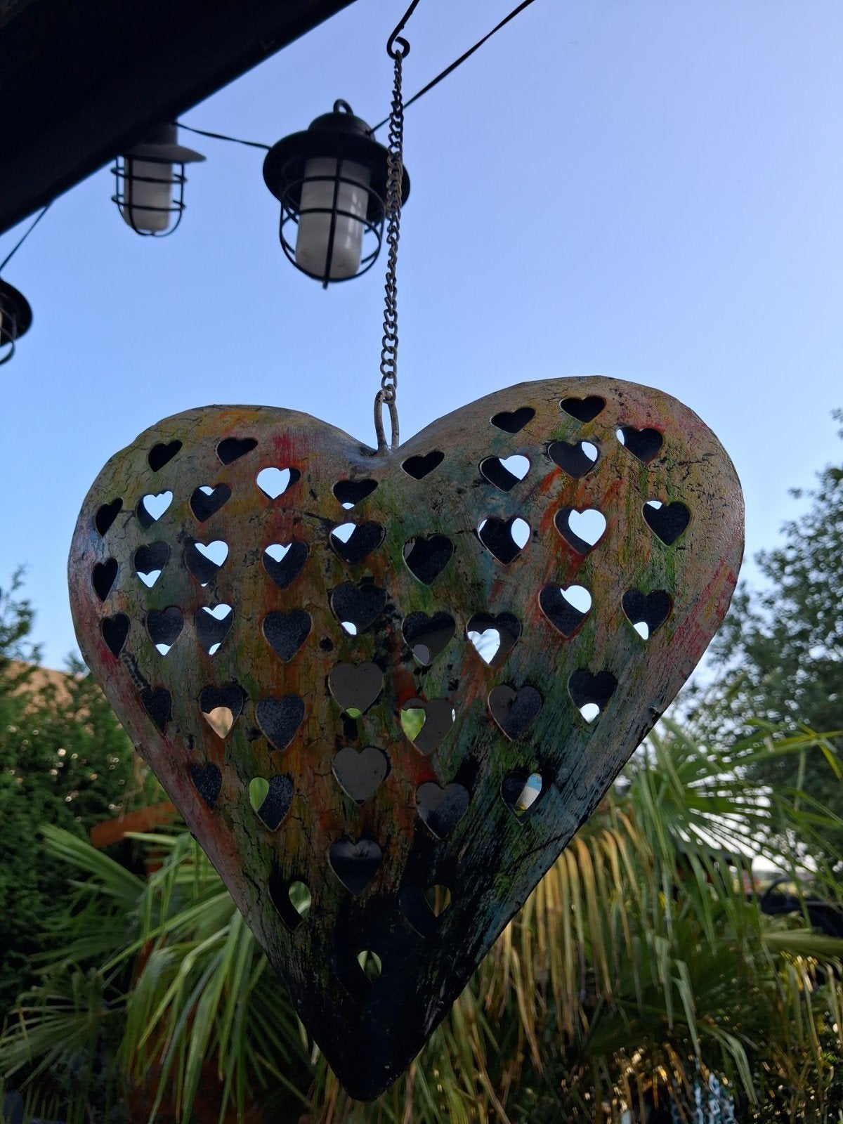 Beach vibes heart picasso theelicht hanger, Tuin en Terras, Tuinwanddecoratie, Verzenden