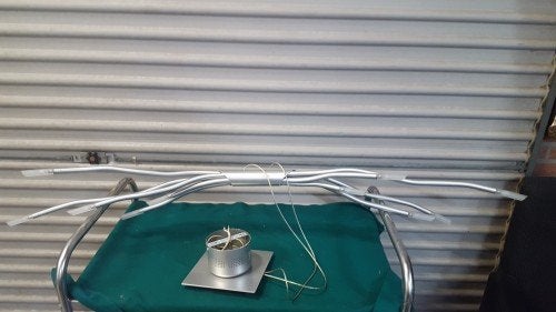 Hanglamp keukentafel, design lamp, chroom en aluminium, met, Ophalen of Verzenden, 'T Olde Gre-j, Info@toldegrej.nl, Endepoelstraat 20f Didam