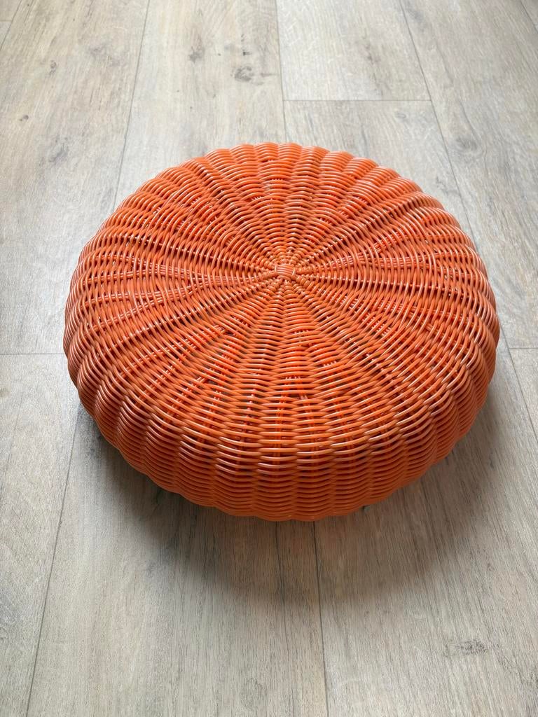 Vintage IKEA poef jaren '80, Kunststof, Gebruikt, Rond, Minder dan 50 cm