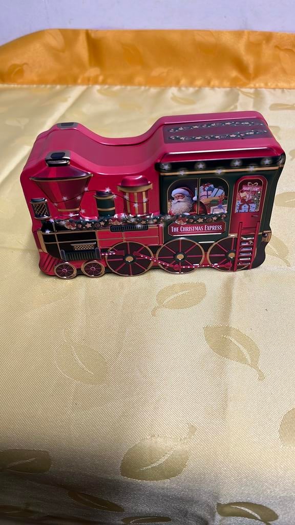 Vintage Kersttrein bewaarblik, Ophalen of Verzenden, Gebruikt, Overige