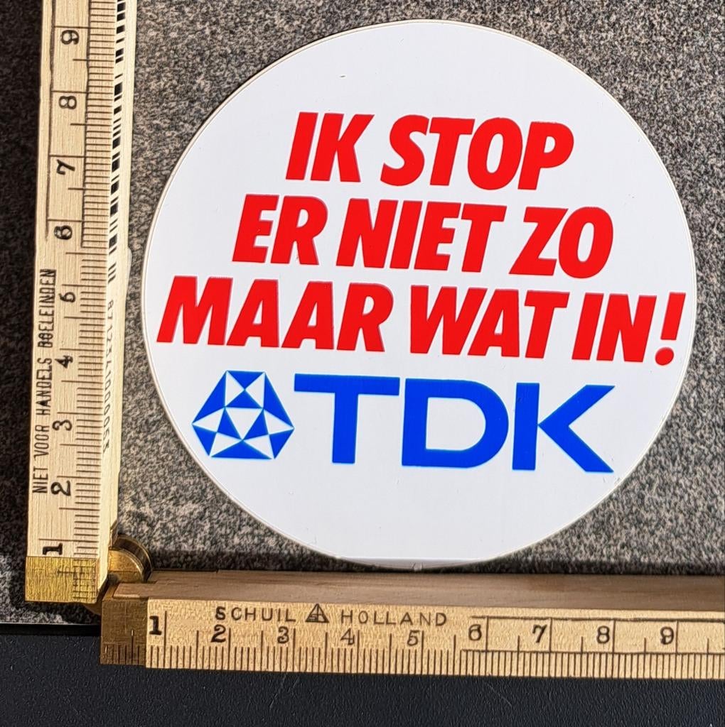 Vintage sticker Ik stop er niet zomaar wat in TDK logo plain, Ophalen of Verzenden, Zo goed als nieuw, Overige typen