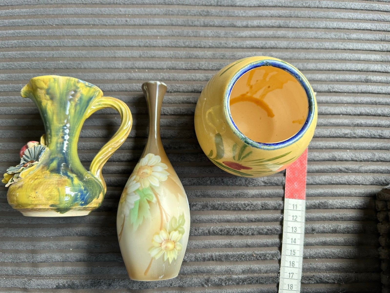 3 x vintage oude Bloemen vaasjes, Tuin en Terras, Rond, Ophalen of Verzenden, Zo goed als nieuw, Aardewerk