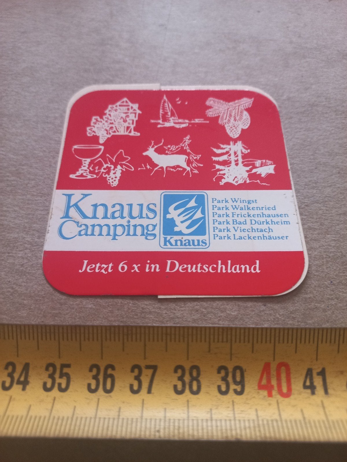 Vintage Knaus Camping Sticker - Duitsland, Verzamelen, Ophalen of Verzenden