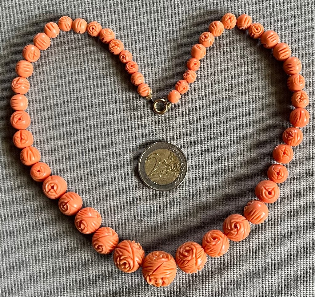 Ketting van Handgedraaide Casïnekunststof / Galalith Kralen, Ophalen of Verzenden, Gebruikt, Roze, Kunststof