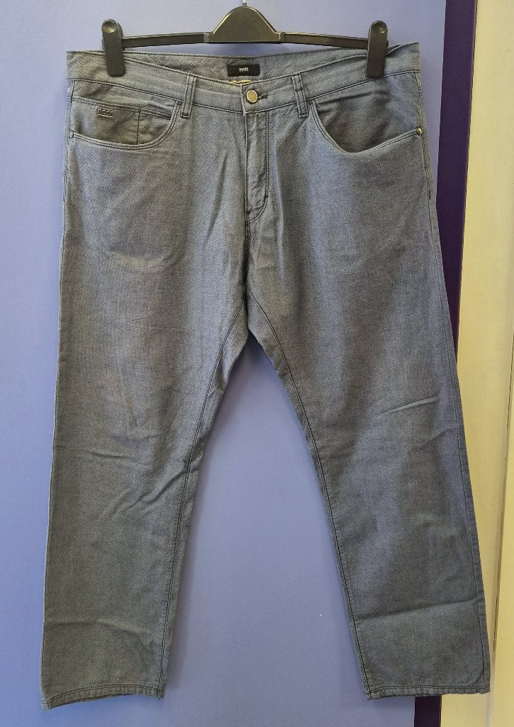 Hugo Boss pantalon broek grijs blauwige stof W38 L34 51306, Blauw, ., Hugo Boss, Maat 56/58 (XL)