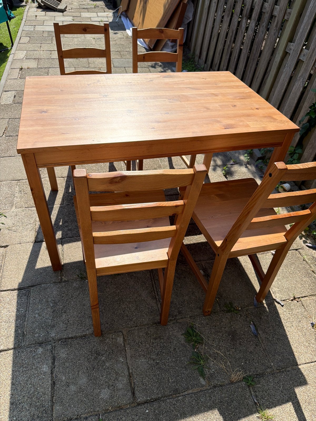 IKEA eettafel met 4 stoelen, Gebruikt, 100 tot 150 cm, Vier personen, Rechthoekig