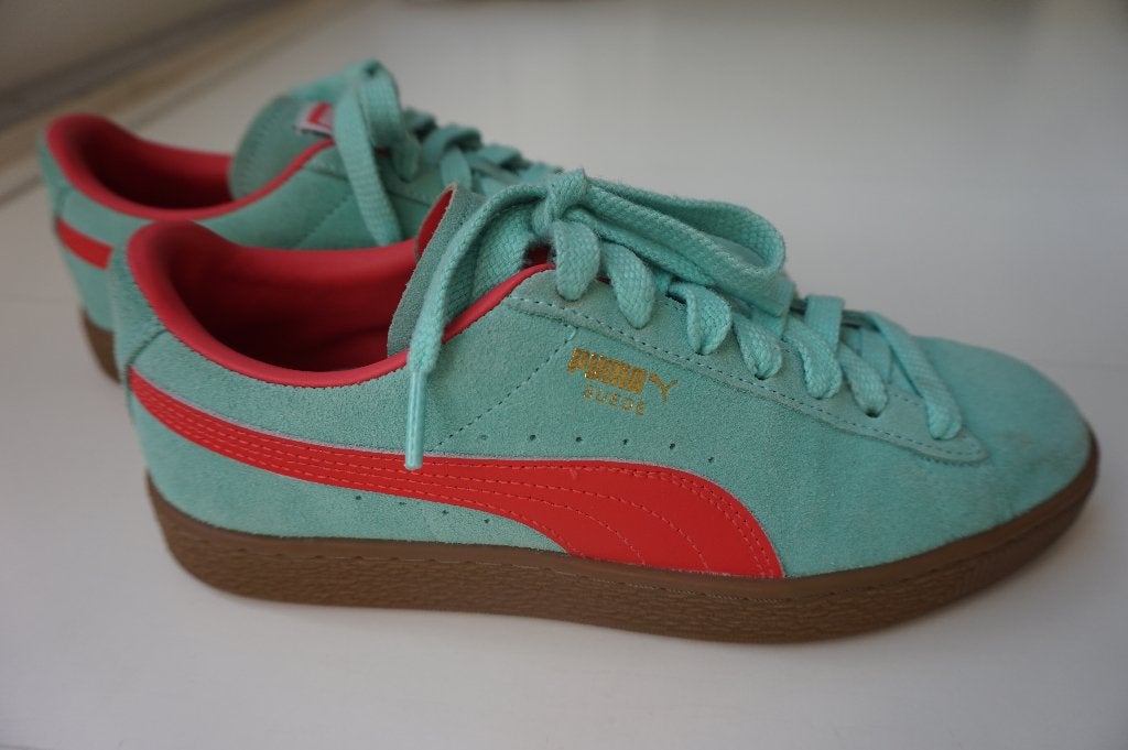 PUMA sneakers gympen mintgroen suède roze leer maat 40 ZGAN, Puma, Ophalen of Verzenden, Roze, Sneakers of Gympen