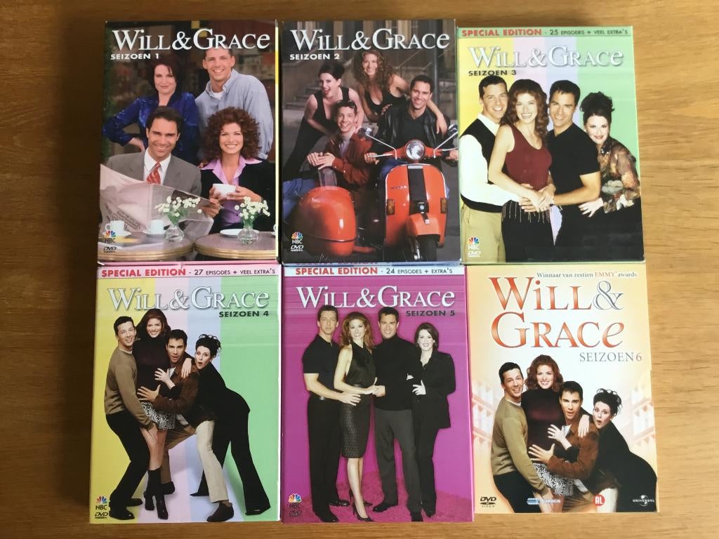 Will & Grace seizoen 1 t/m 6 Dvd, Alle leeftijden, Ophalen, Gebruikt, Komedie