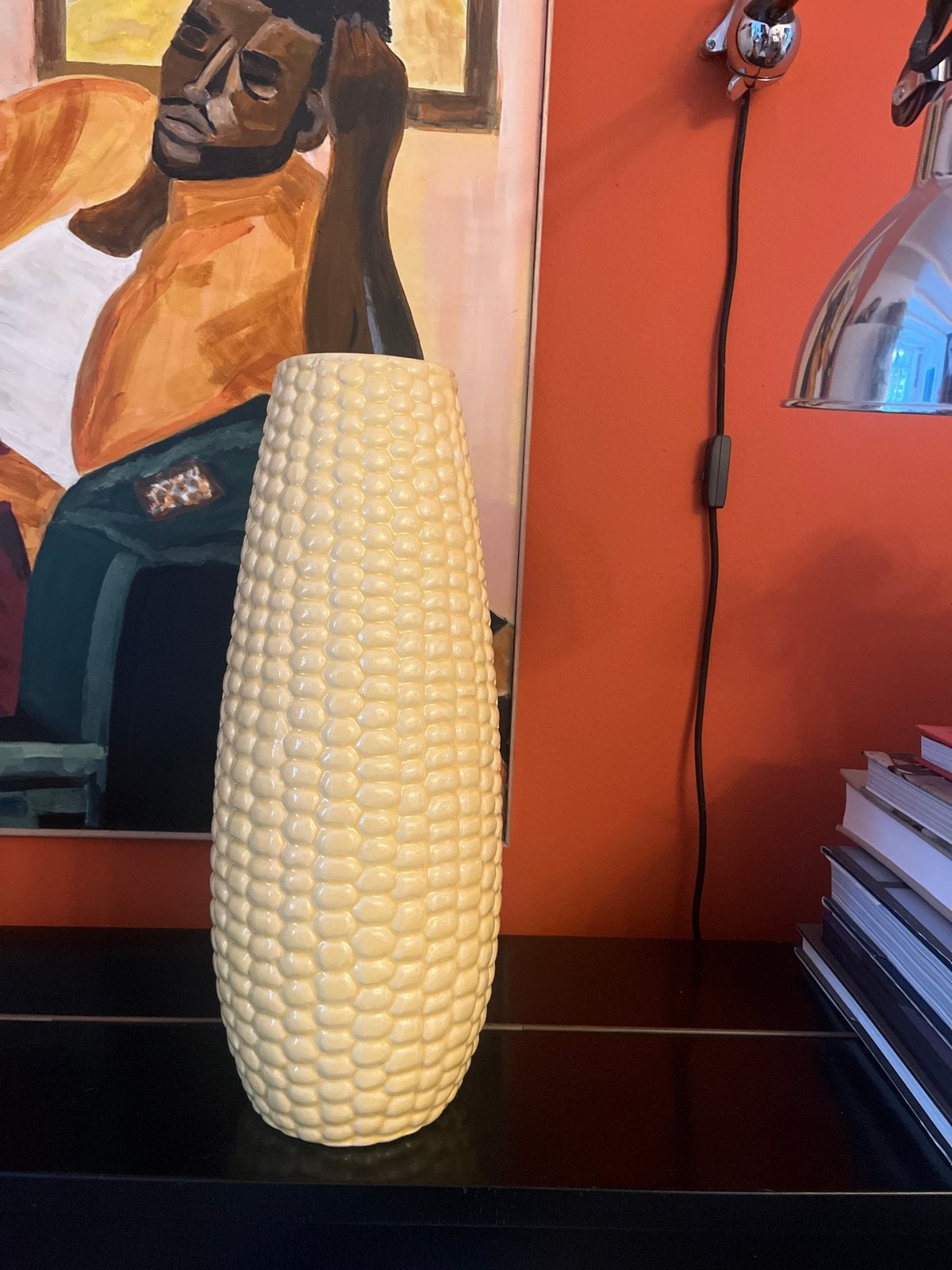 Light & Living Vaas CORN Ø16x41cm Geel, Huis en Inrichting, Ophalen, Met patroon/structuur, Geel, Nieuw