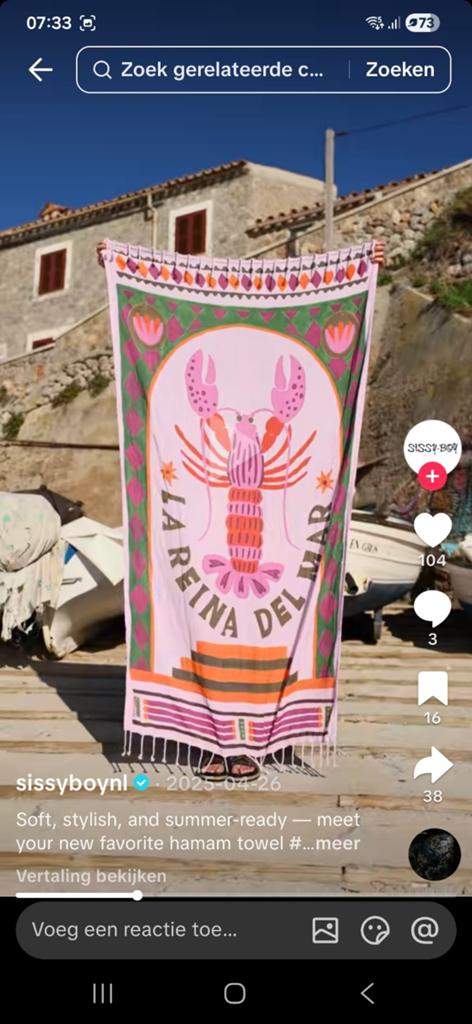 GEZOCHT sissy boy hamamdoek, Huis en Inrichting, Ophalen of Verzenden, Zo goed als nieuw