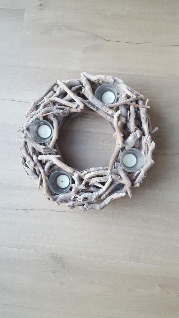 adventskrans - krans met waxinelichthouders 40 cm., Ophalen of Verzenden, Nieuw