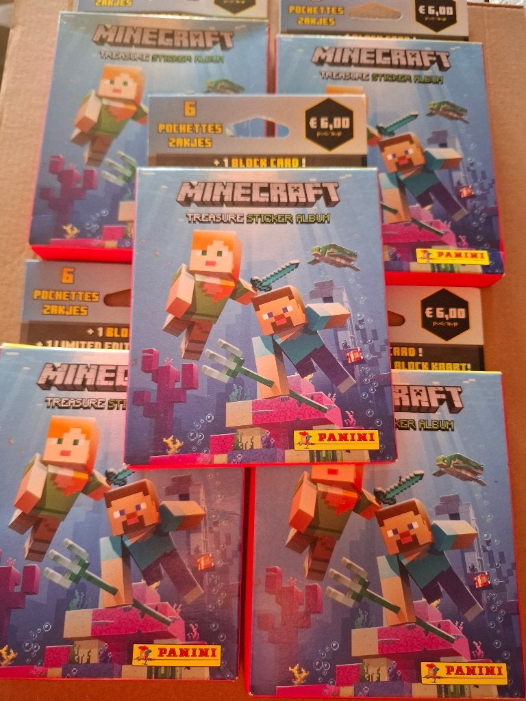 Panini Minecraft 5 blisters nieuw 30 zakjes + kaarten, Ophalen of Verzenden, Nieuw, Overige typen